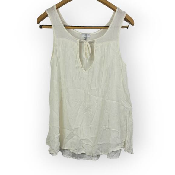 Tobi Tie Neck Key Hole Sleeveless Top Ivory Off White Shirt Size XS FTA1606C5 - Picture 1 of 7